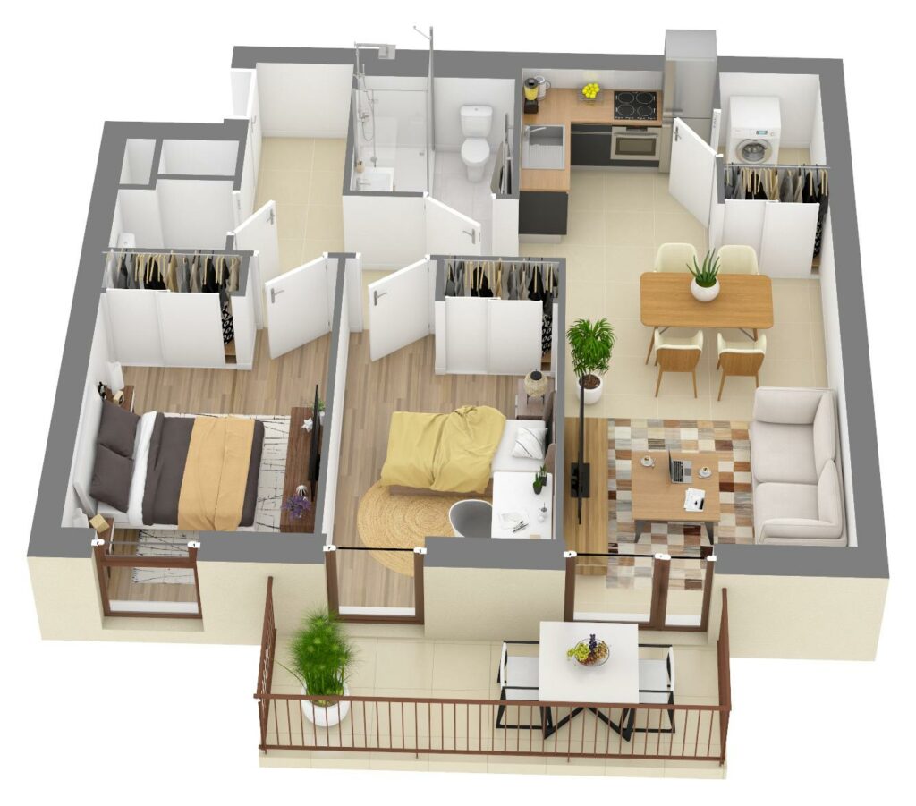 Furnished 3D plan of apartment C4.01