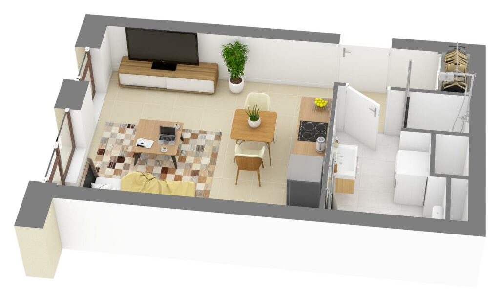 Furnished 3D plan of apartment C4.05