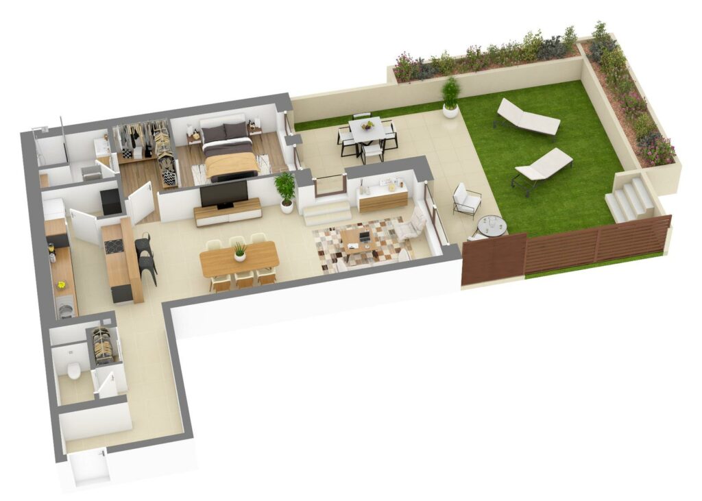 Furnished 3D plan of apartment Cs.01