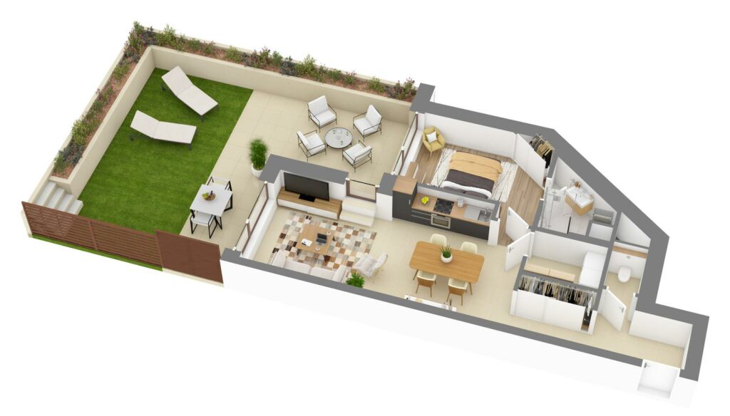 Furnished 3D plan of apartment Cs.03