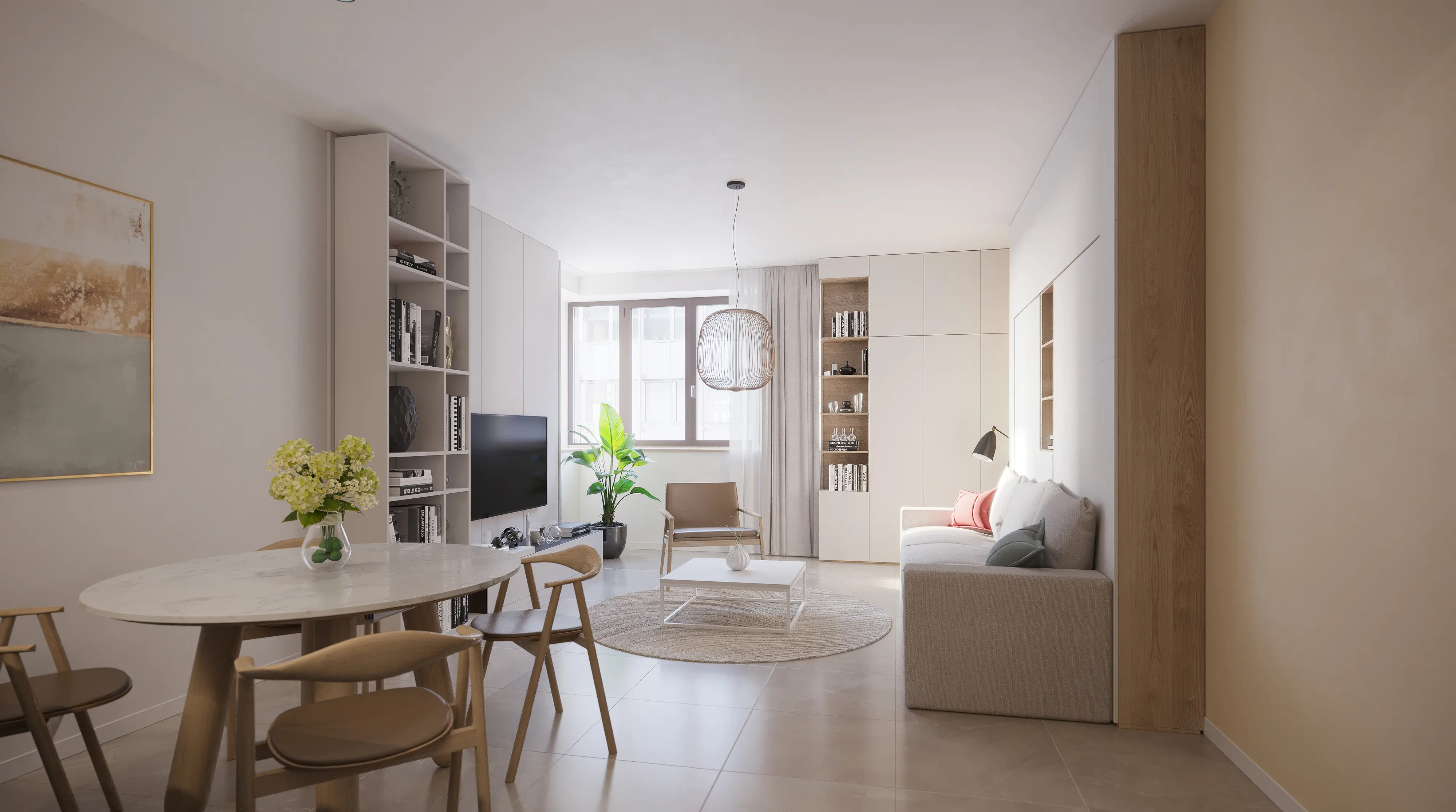 Rise and Heights — living and dining area of an apartment