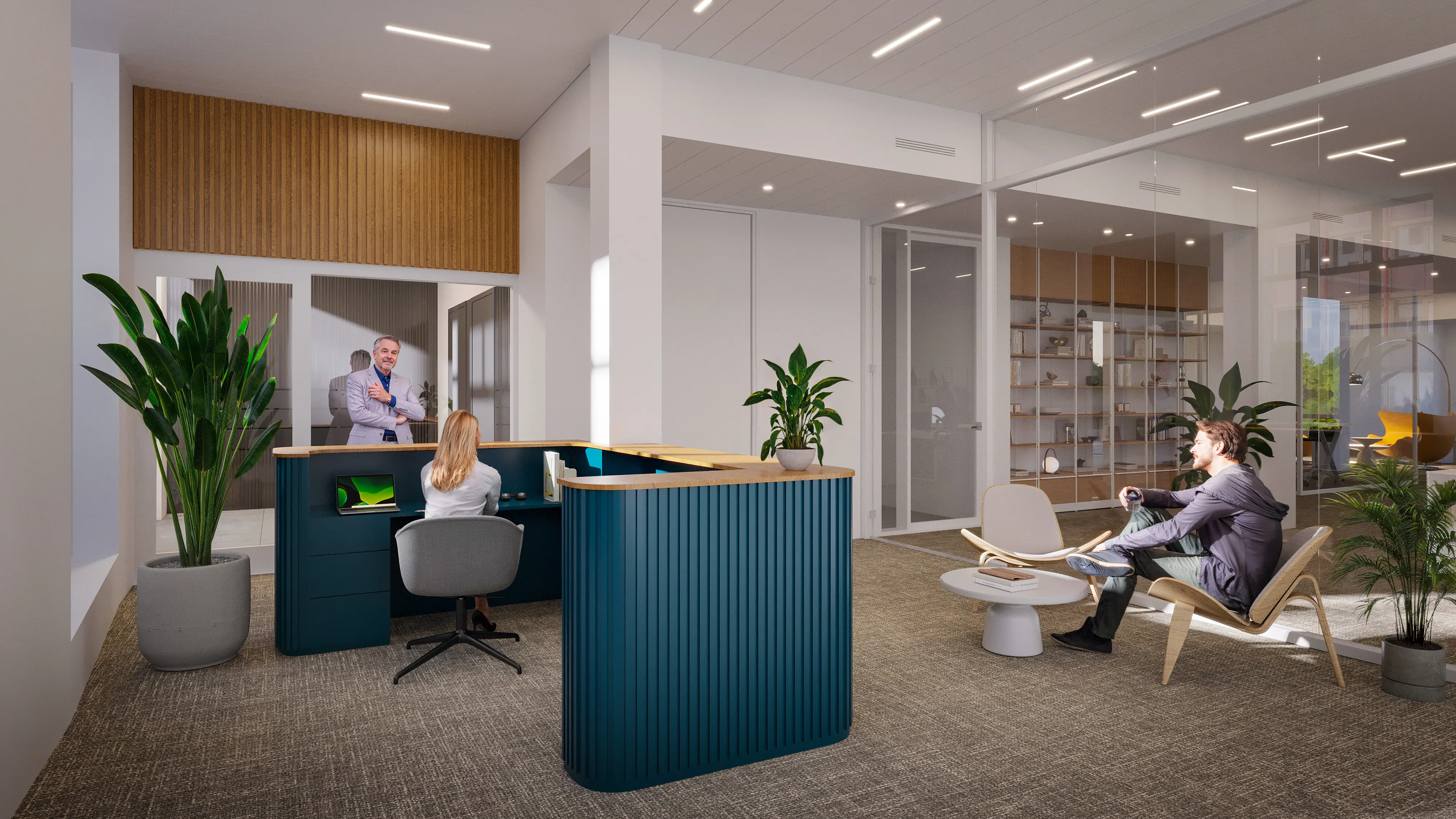 Rise and Heights — Rise office reception, front desk and lounge area